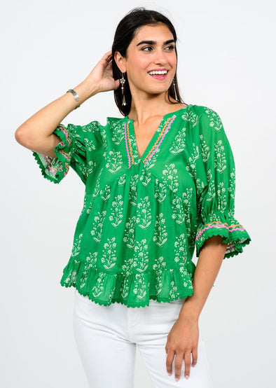 Ivy Jane Flouncy Green Top