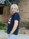 Queen of Sparkles Navy Flower American Flag Tee