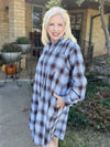 Uncle Frank Blue Tucked and Plaid Shirt Dress