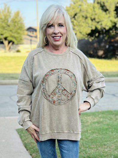 Mocha Mineral Washed Peace Top