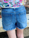 Claymont Frayed Hem Button Front Shorts