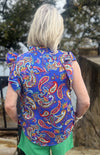 Royal Blue Paisley Top