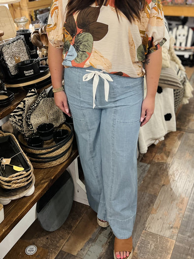 Ivy Jane Denim Drawstring Crop Pant