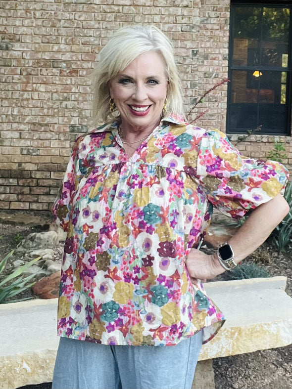 Edison Floral Garden Puff Sleeve Top