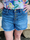 Claymont Frayed Hem Button Front Shorts