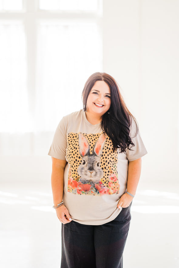 Floral Cheetah Bunny Tee