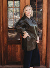 Faux Leather Billowy Sleeve Jacket